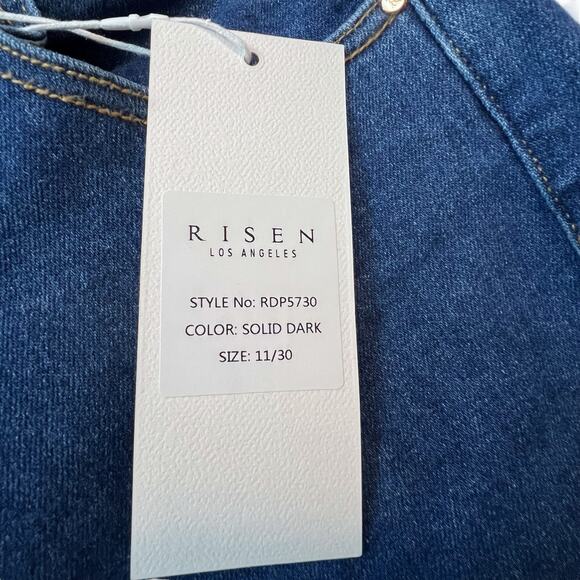 Risen Jeans Wide Leg High Rise Denim Pants 11/30 30x33 Raw Hem NWT - Picture 6 of 12